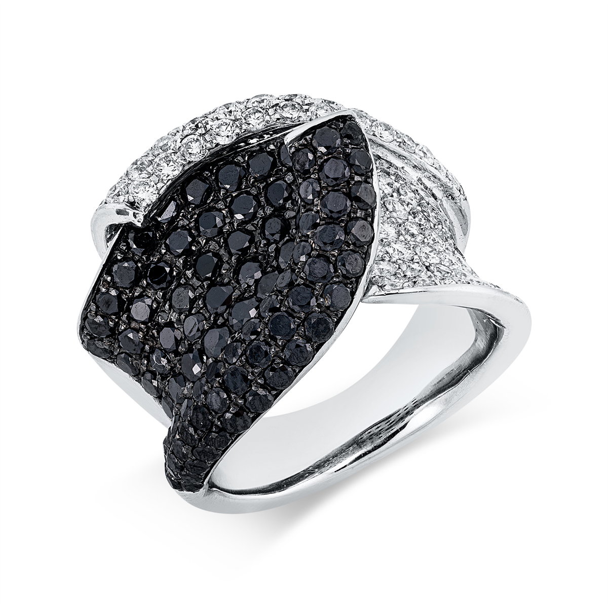 Ring 18 kt WG, Fassung teils schwarz rhodinie