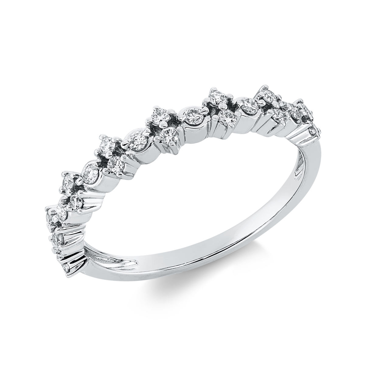 Memoire halb Ring  18kt Weißgold mit 0,26ct Diamanten