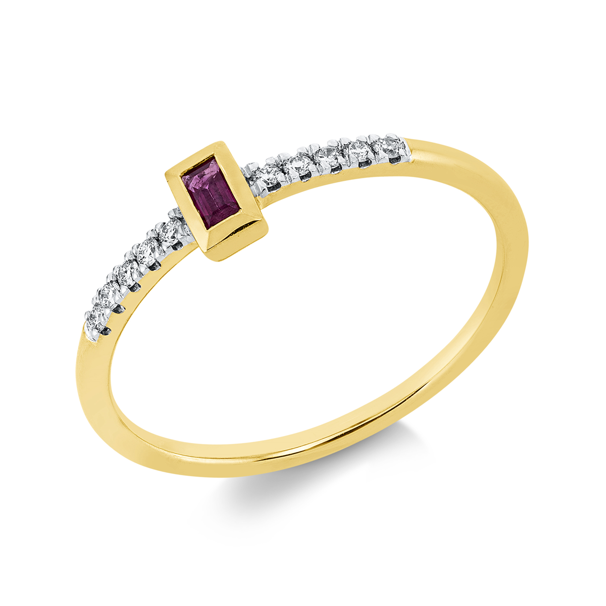 Ring 18 kt GG, Fassung rhodiniert