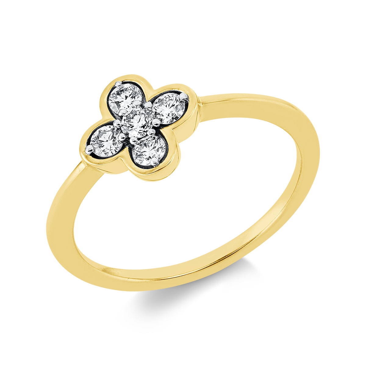 Ring 18 kt GG, Fassung rhodiniert