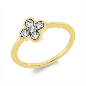 Ring 18 kt GG, Fassung rhodiniert