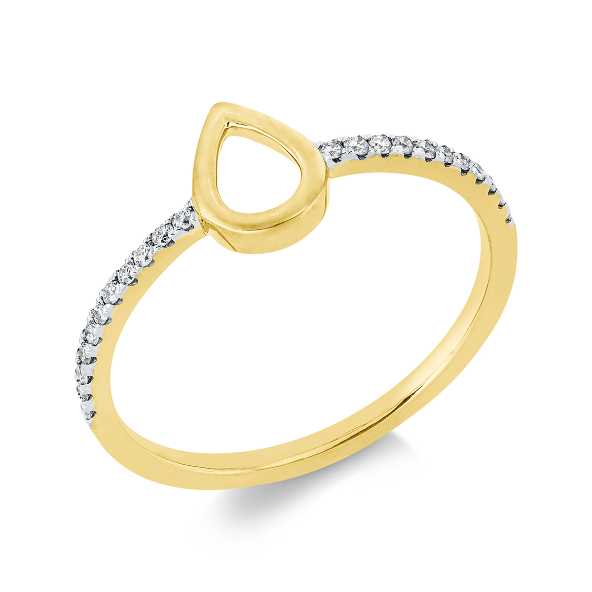 Ring 18 kt GG Tropfen, Fassung rhodiniert