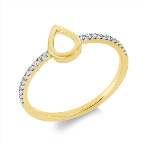Ring 18 kt GG Tropfen, Fassung rhodiniert