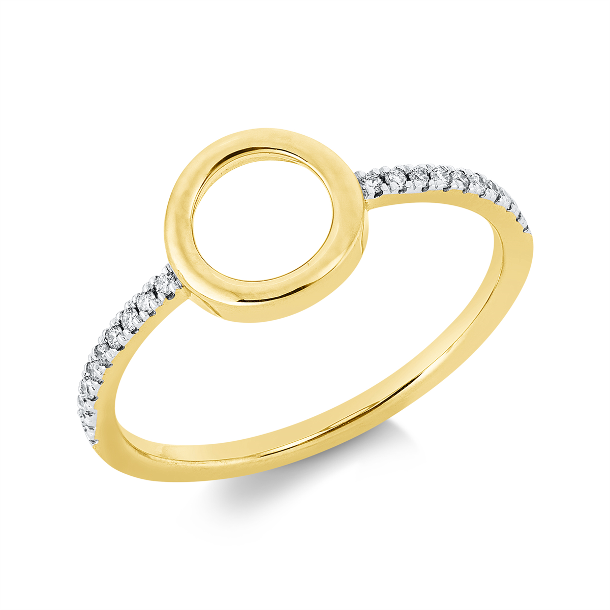 Ring 18 kt GG Kreis, Fassung rhodiniert