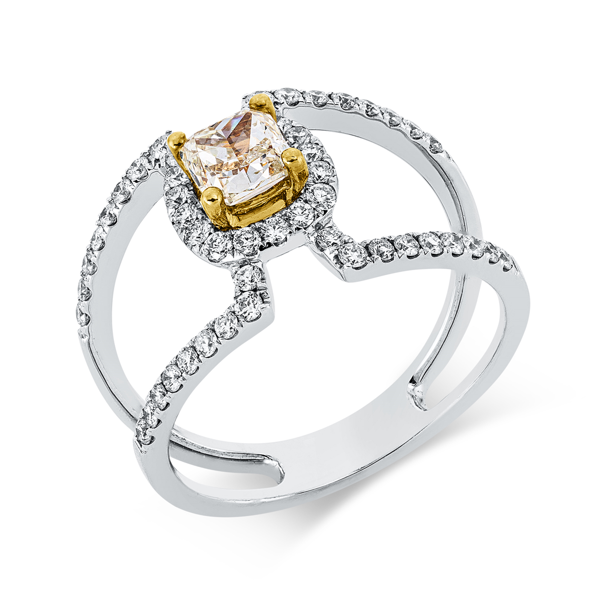 Ring 4er-Krappe 18 kt WG+GG