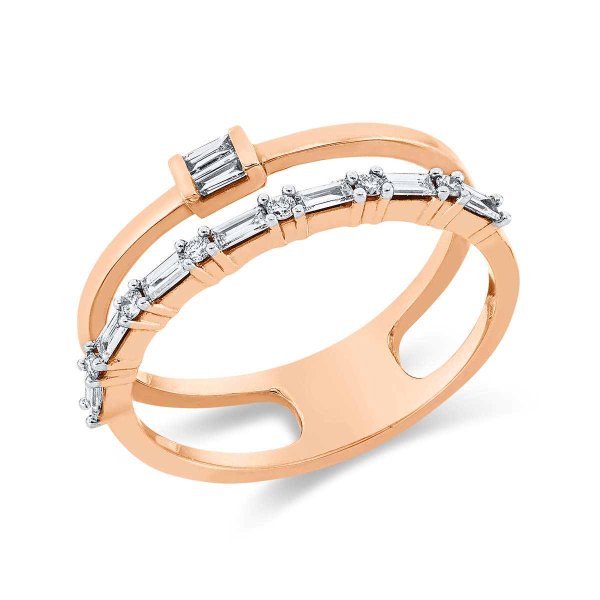 Ring 14 kt RG, Fassung rhodiniert