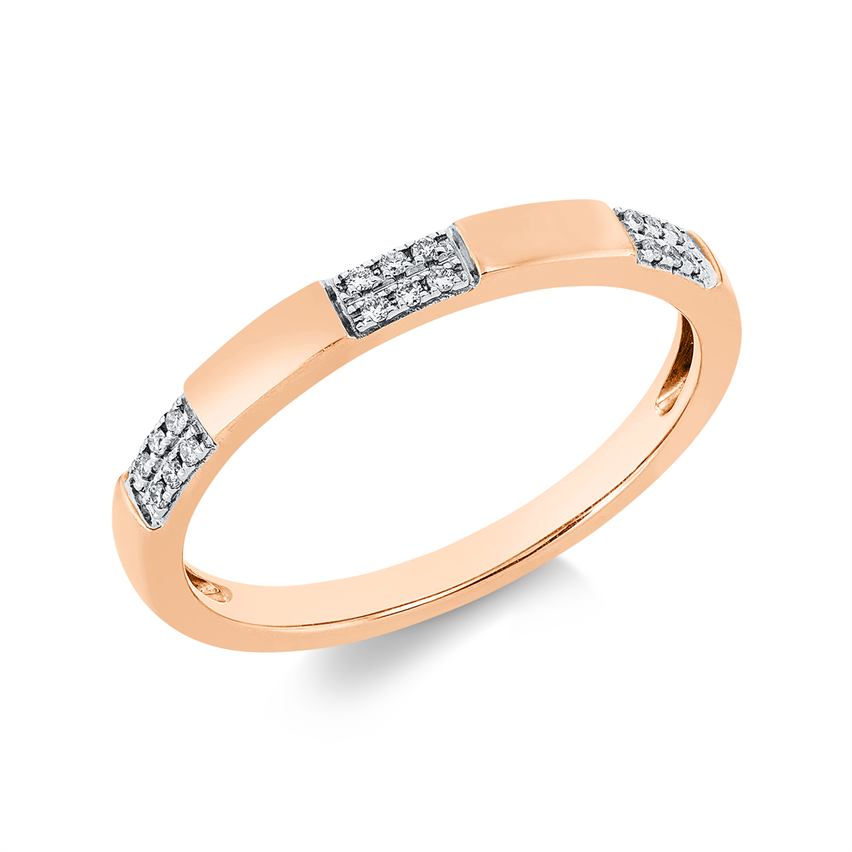 Ring 14 kt RG, Fassung rhodiniert