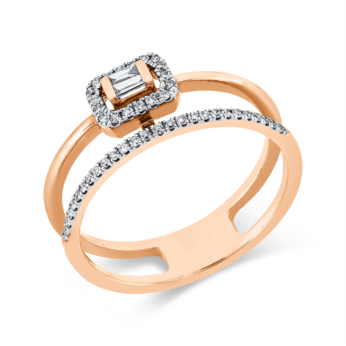 Ring 14 kt RG, Fassung rhodiniert