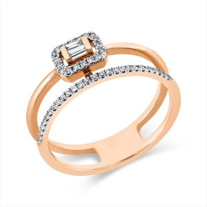 Ring 14 kt RG, Fassung rhodiniert
