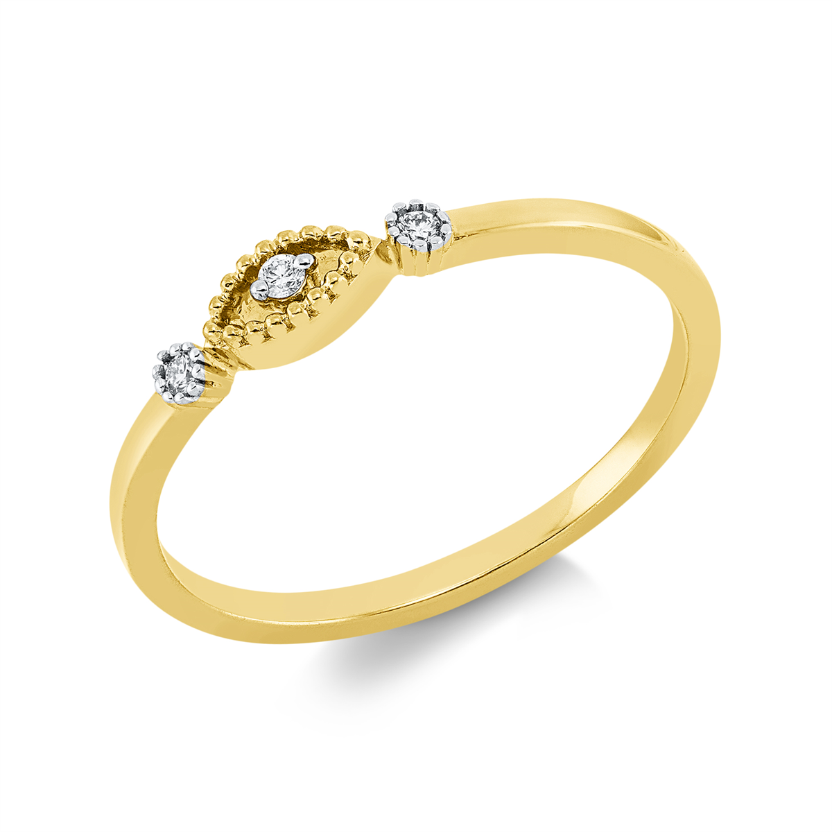 Ring 18 kt GG, Fassung rhodiniert