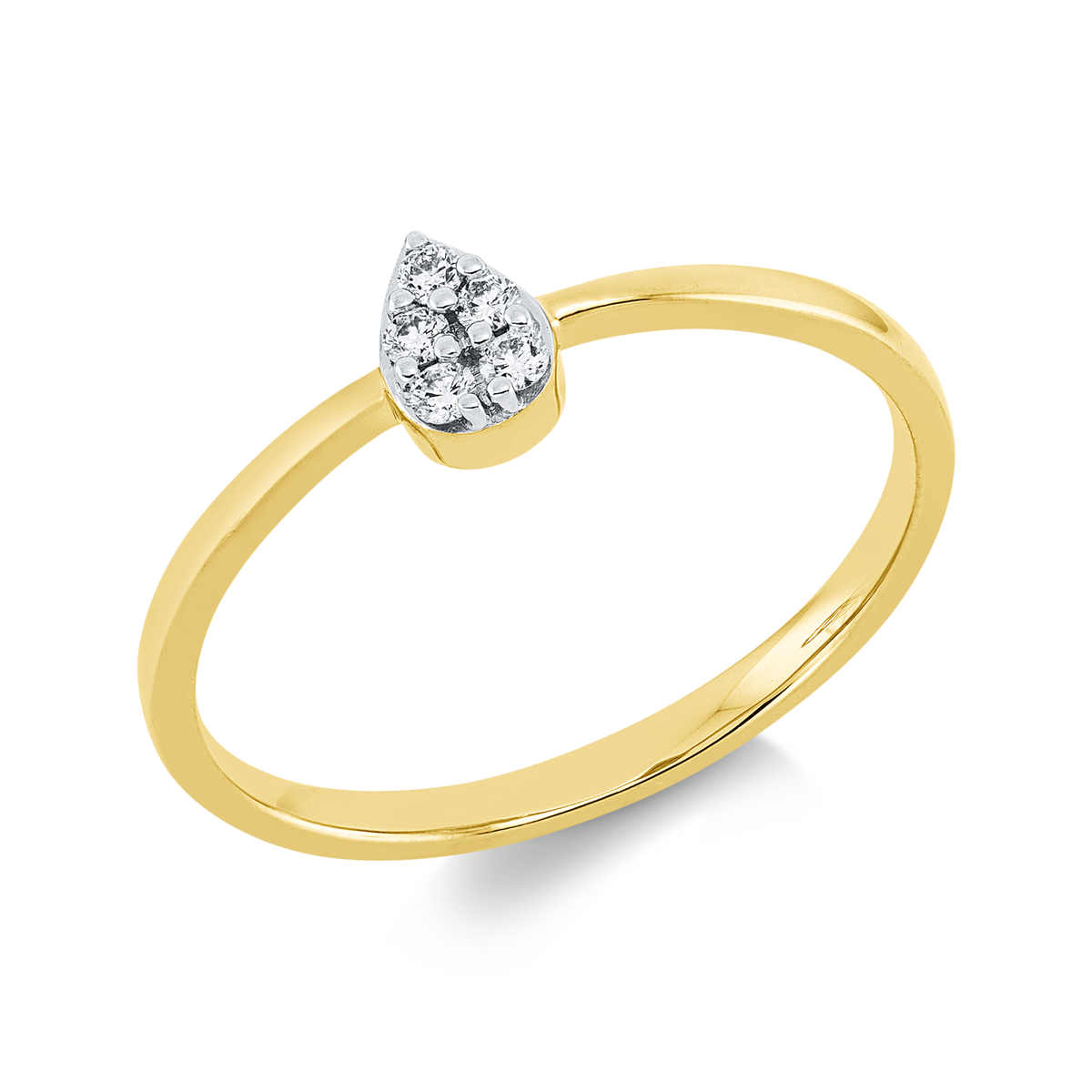 Ring 18 kt GG Tropfen, Fassung rhodiniert