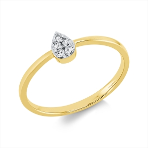 Ring 18 kt GG Tropfen, Fassung rhodiniert