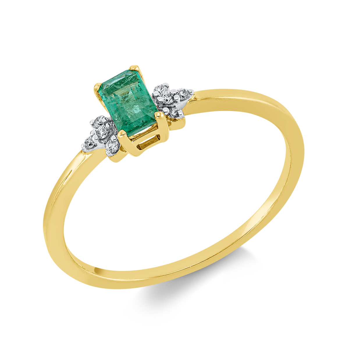 Ring 4er-Krappe 18 kt GG, Fassung rhodiniert