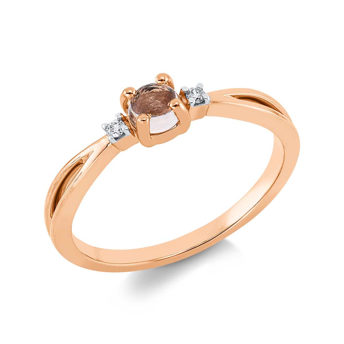 Ring 4er-Krappe 18 kt RG, Fassung rhodiniert