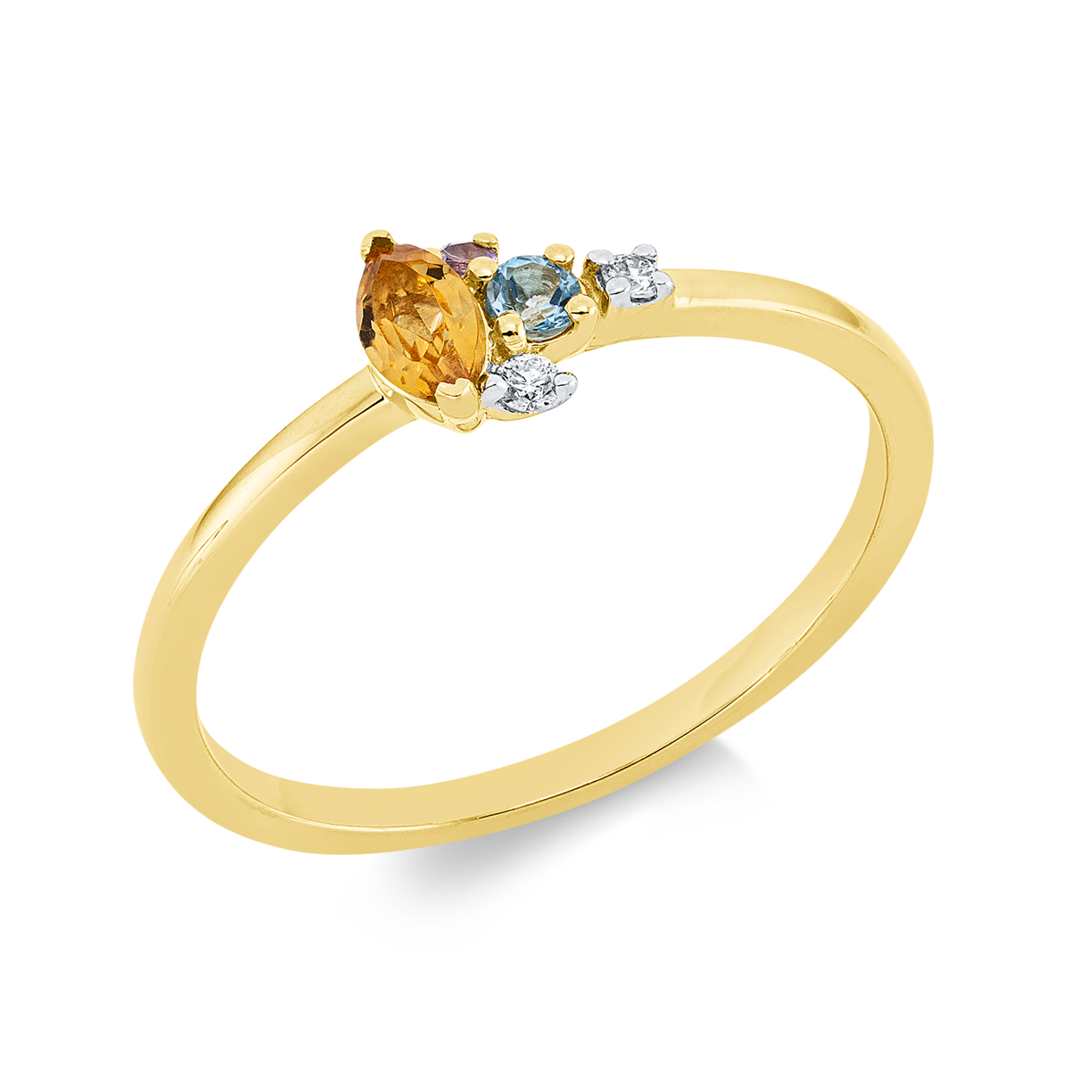 Ring 18 kt GG, Fassung rhodiniert