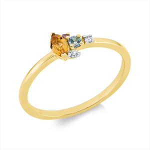 Ring 18 kt GG, Fassung rhodiniert