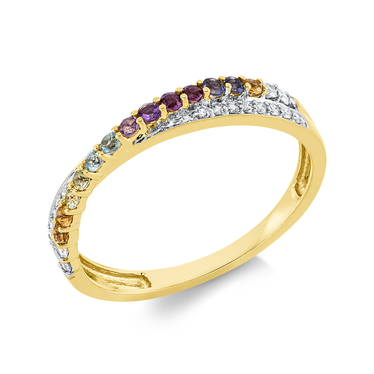 Ring 18 kt GG, Fassung rhodiniert