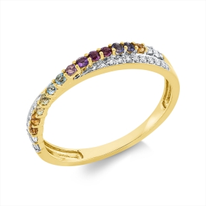 Ring 18 kt GG, Fassung rhodiniert