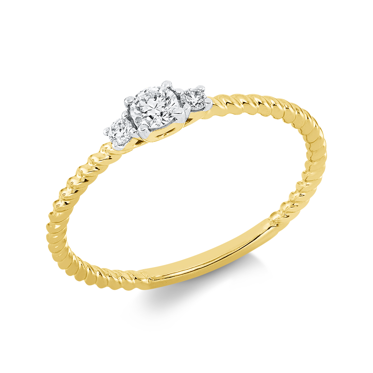 Ring 4er-Krappe 18 kt GG, Fassung rhodiniert