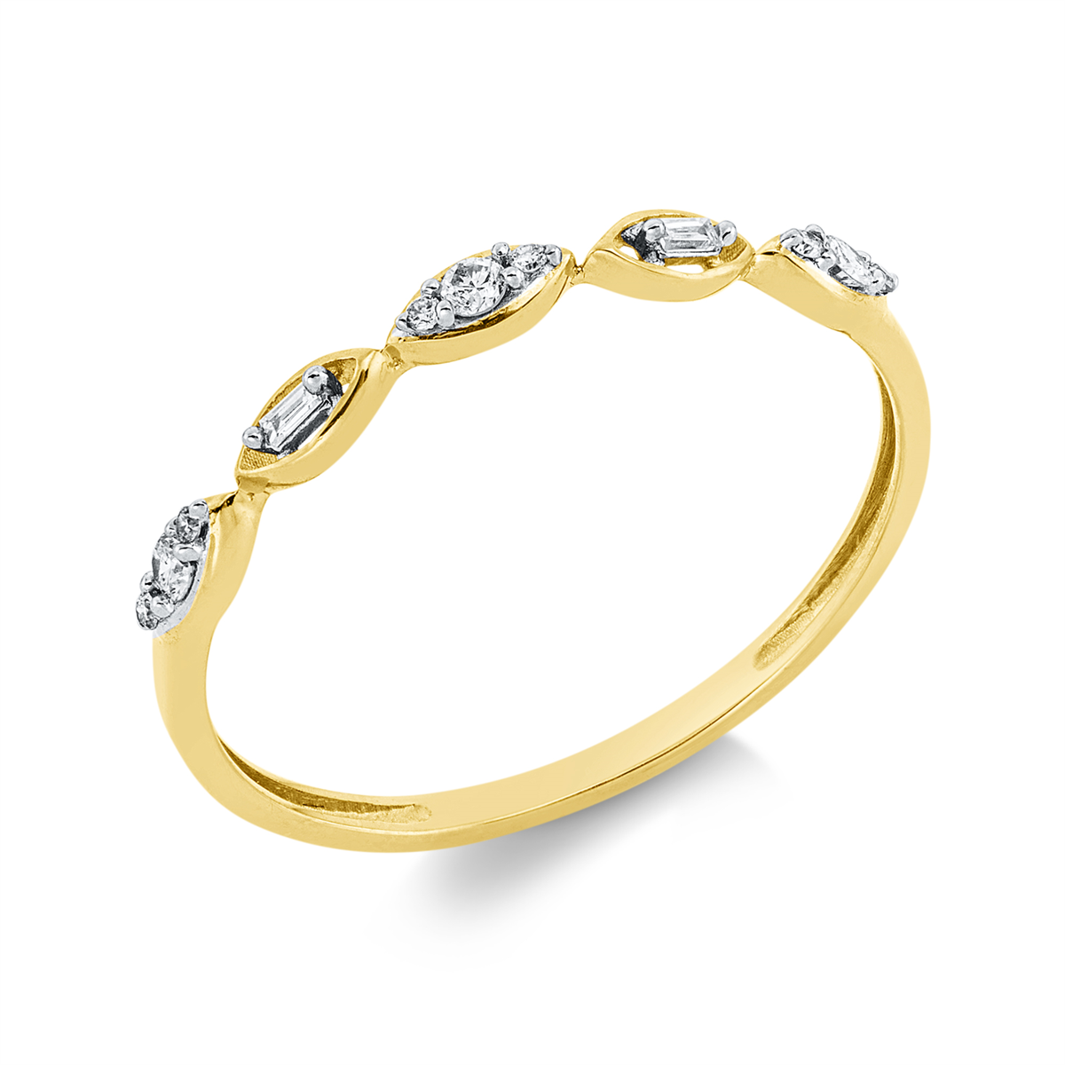 Ring 18 kt GG, Fassung rhodiniert