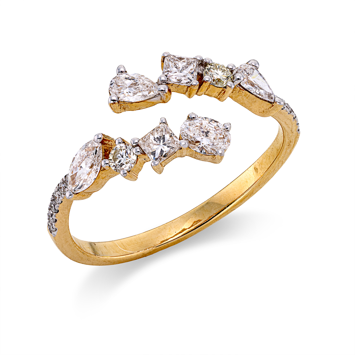 Ring 18 kt GG, Fassung rhodiniert
