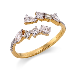 Ring 18 kt GG, Fassung rhodiniert