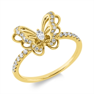 Memoire halb Ring  14kt Gelbgold mit 0,08ct Diamanten