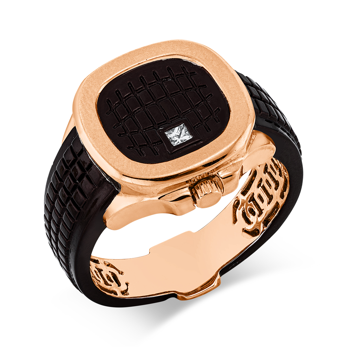 Ring 18 kt RG, braun rhodiniert