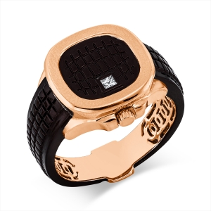 Ring 18 kt RG, braun rhodiniert