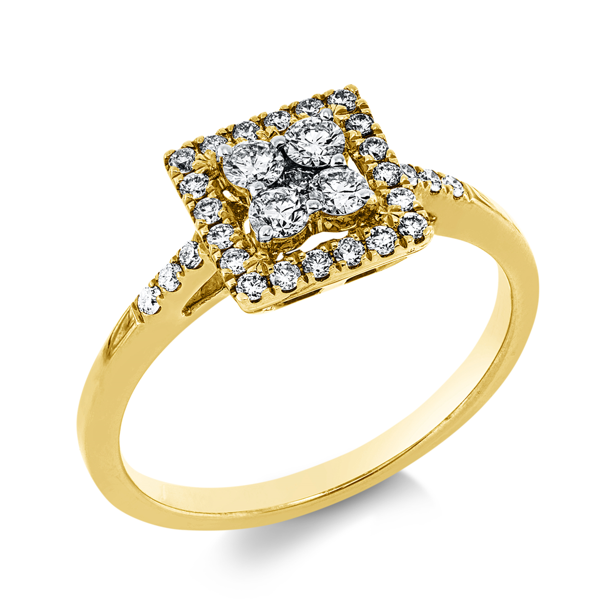 Ring 18 kt GG, Fassung rhodiniert