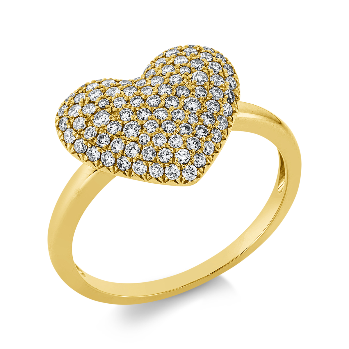 Pavé Ring  18kt Gelbgold  Herz mit 0,51ct Diamanten