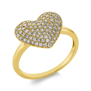 Pavé Ring  18kt Gelbgold  Herz mit 0,51ct Diamanten