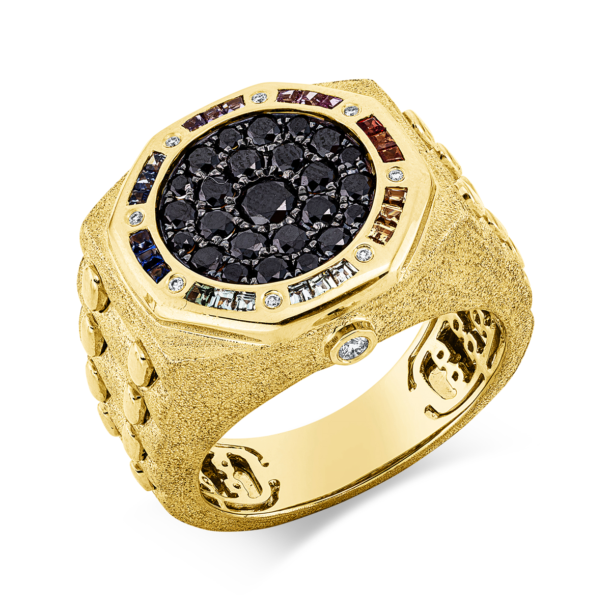 Ring 18 kt GG Armbanduhr, Fassung teils schwarz rhodinie