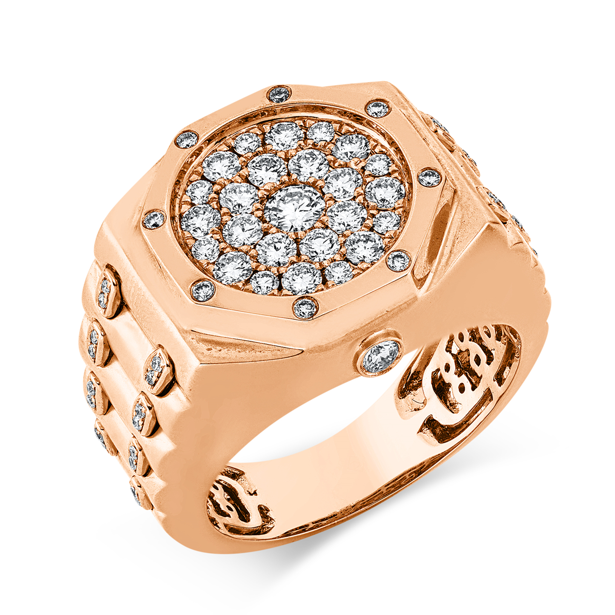 Ring  18kt Rotgold mattiert mit 0,90ct Diamanten