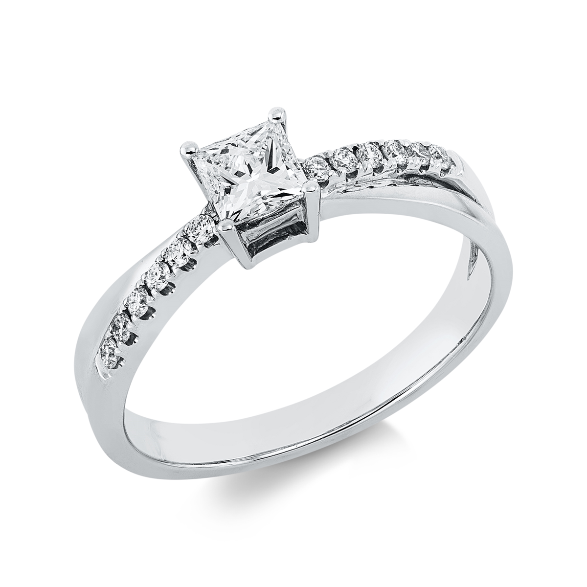 Solitaire Ring 4er-Krappe 18kt Weißgold mit 0,50ct Diamanten