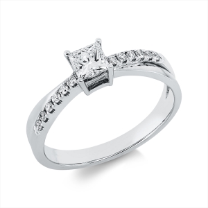 Solitaire Ring 4er-Krappe 18kt Weißgold mit 0,50ct Diamanten