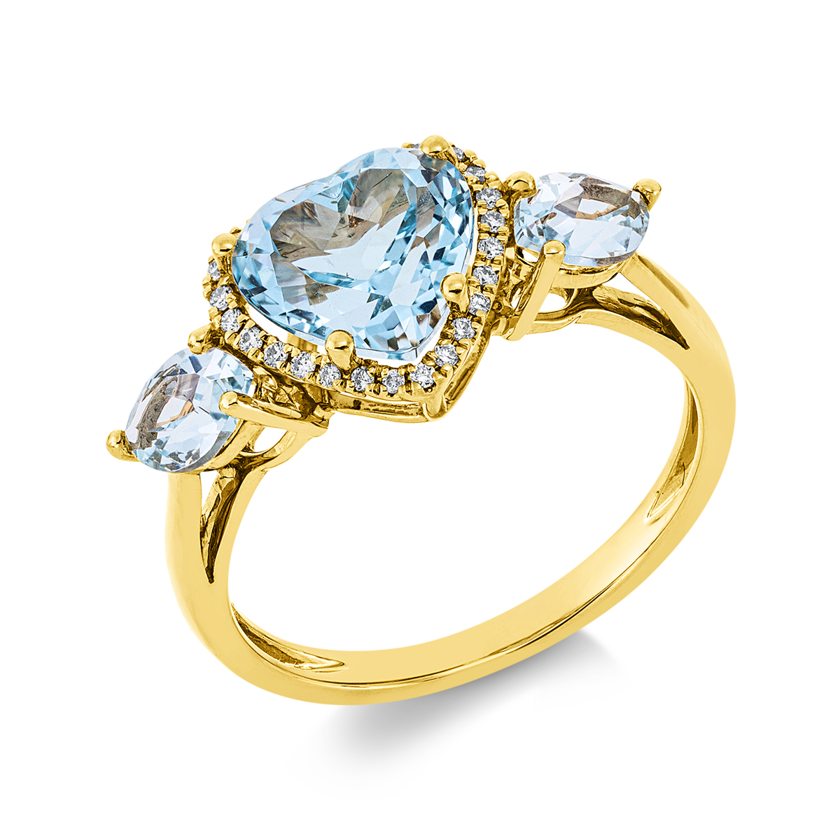Ring 3er-Krappe 18 kt GG Herz