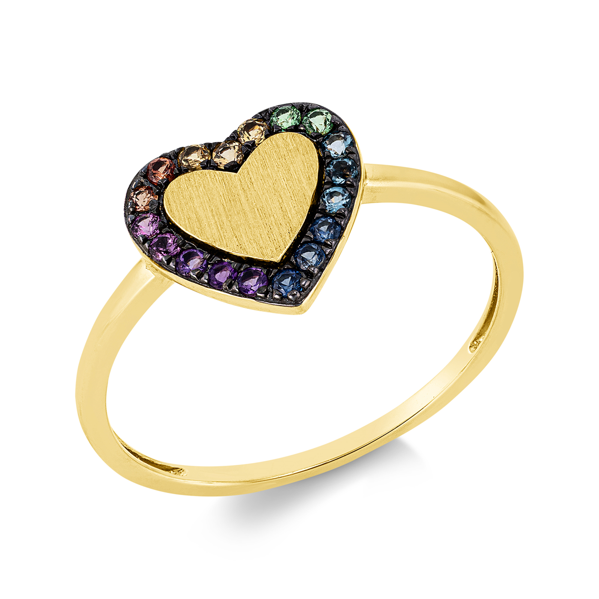 Ring 14 kt GG, Matt, Fassung teils schwarz rh
