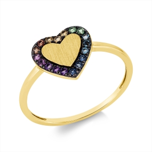 Ring 14 kt GG, Matt, Fassung teils schwarz rh