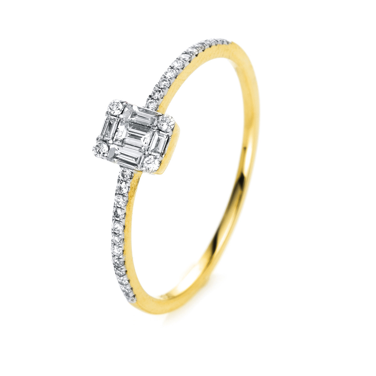 Ring 18 kt GG, Fassung rhodiniert