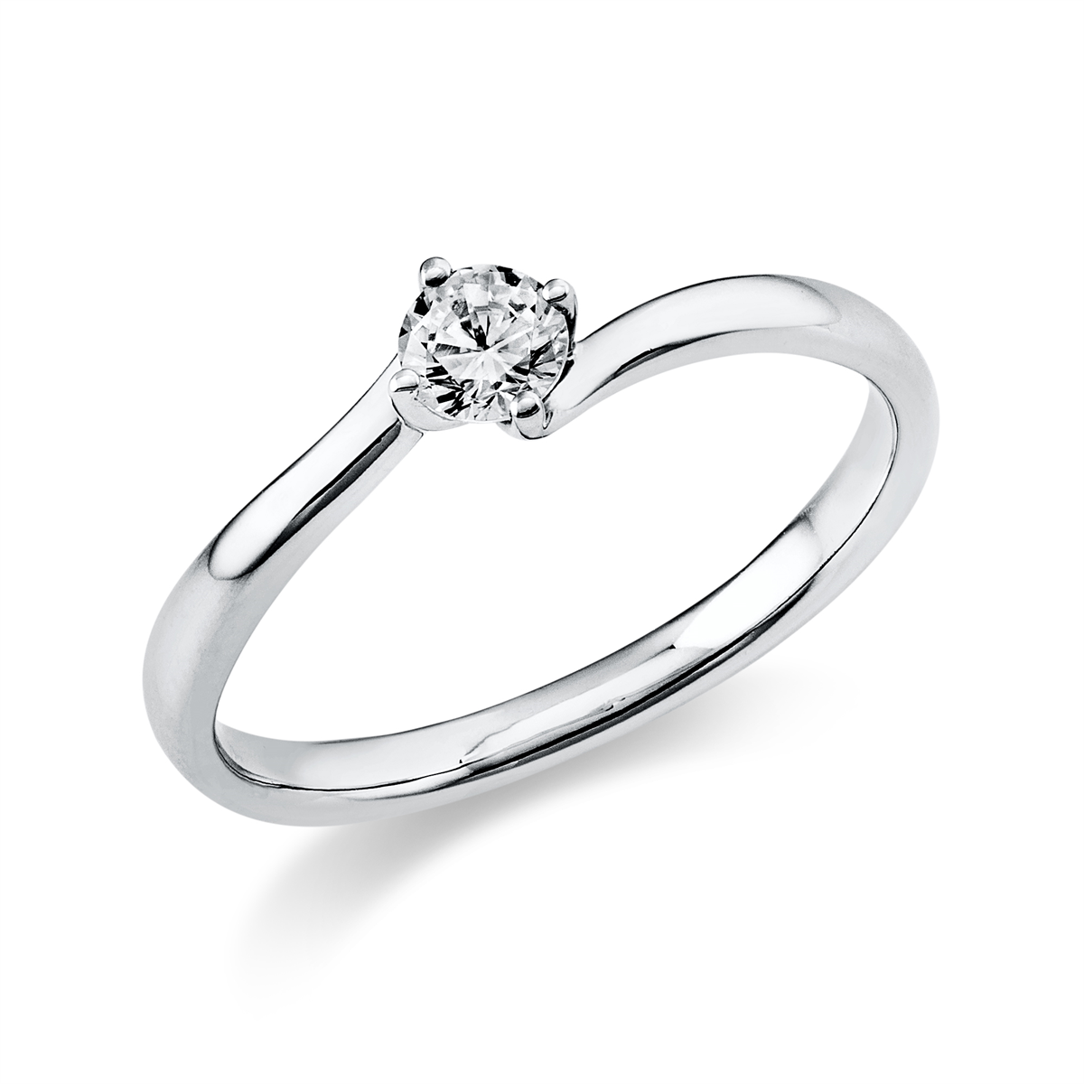 Solitaire Ring 4er-Krappe 950PL Platin mit 0,20ct Diamanten