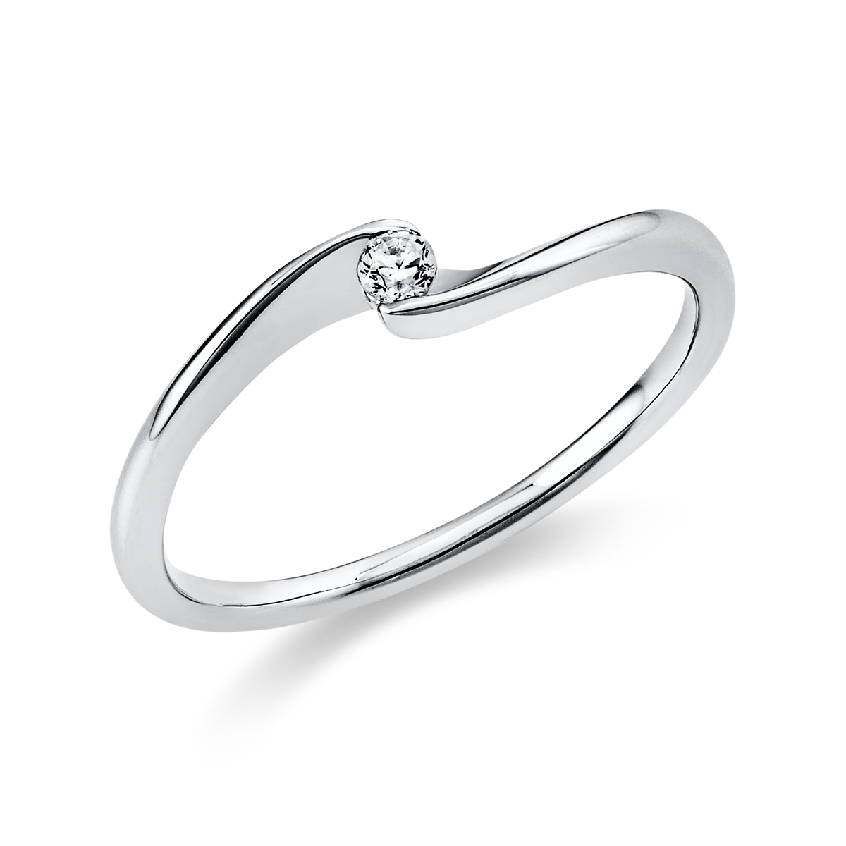 Solitaire Ring  14kt Weißgold mit 0,05ct Diamanten