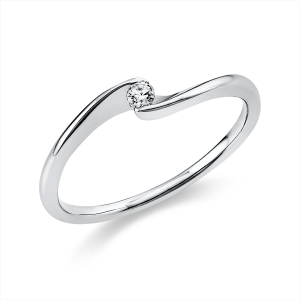Solitaire Ring  14kt Weißgold mit 0,05ct Diamanten