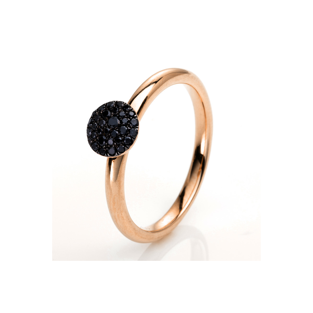 Pavé Ring  14kt Rotgold Fassung schwarz rhodiniert mit 0,15ct Diamanten