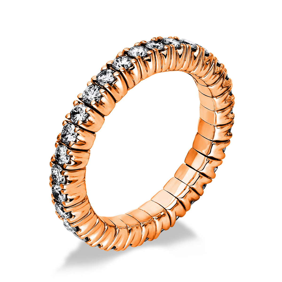 Ring 4er-Krappe 18 kt RG, Flex-Band, variabe, rhod.
