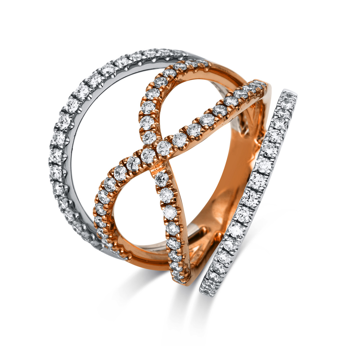 Ring  18kt Rotgold / Weißgold mit 0,85ct Diamanten