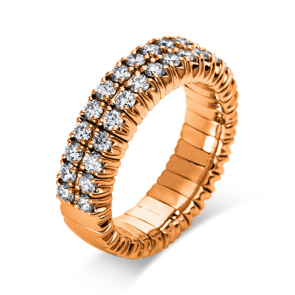Ring 4er-Krappe 18 kt RG, Flex-Band, variabel