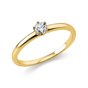 Solitaire Ring 6er-Krappe 14kt Gelbgold mit 0,15ct Diamanten
