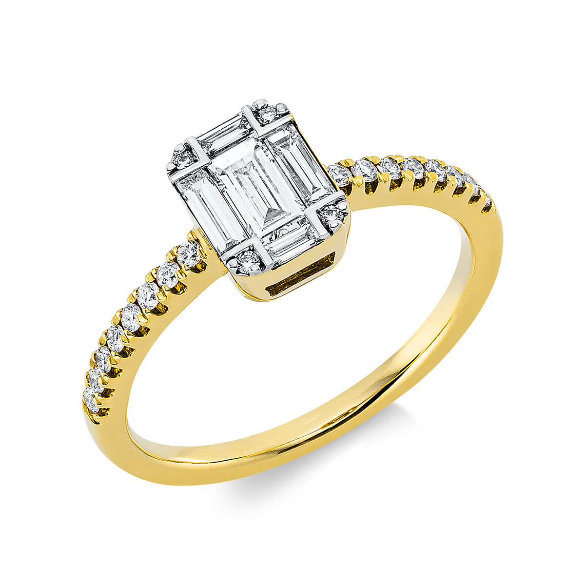 Ring 18 kt GG, Fassung rhodiniert