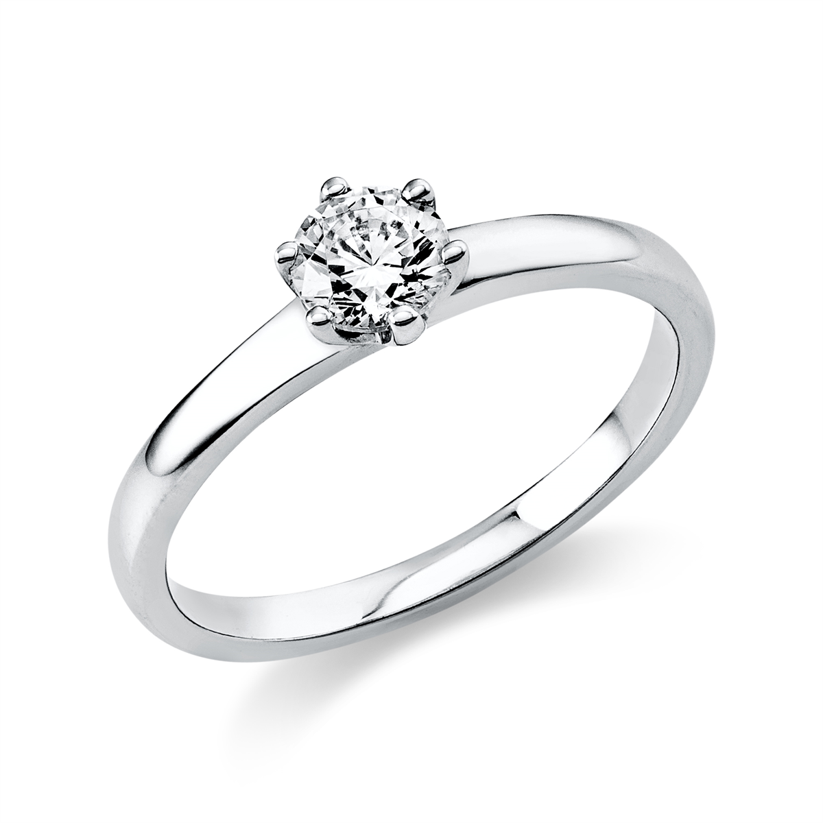 Solitaire Ring 6er-Krappe 950PL Platin GIA6501850998 mit 0,40ct Diamanten